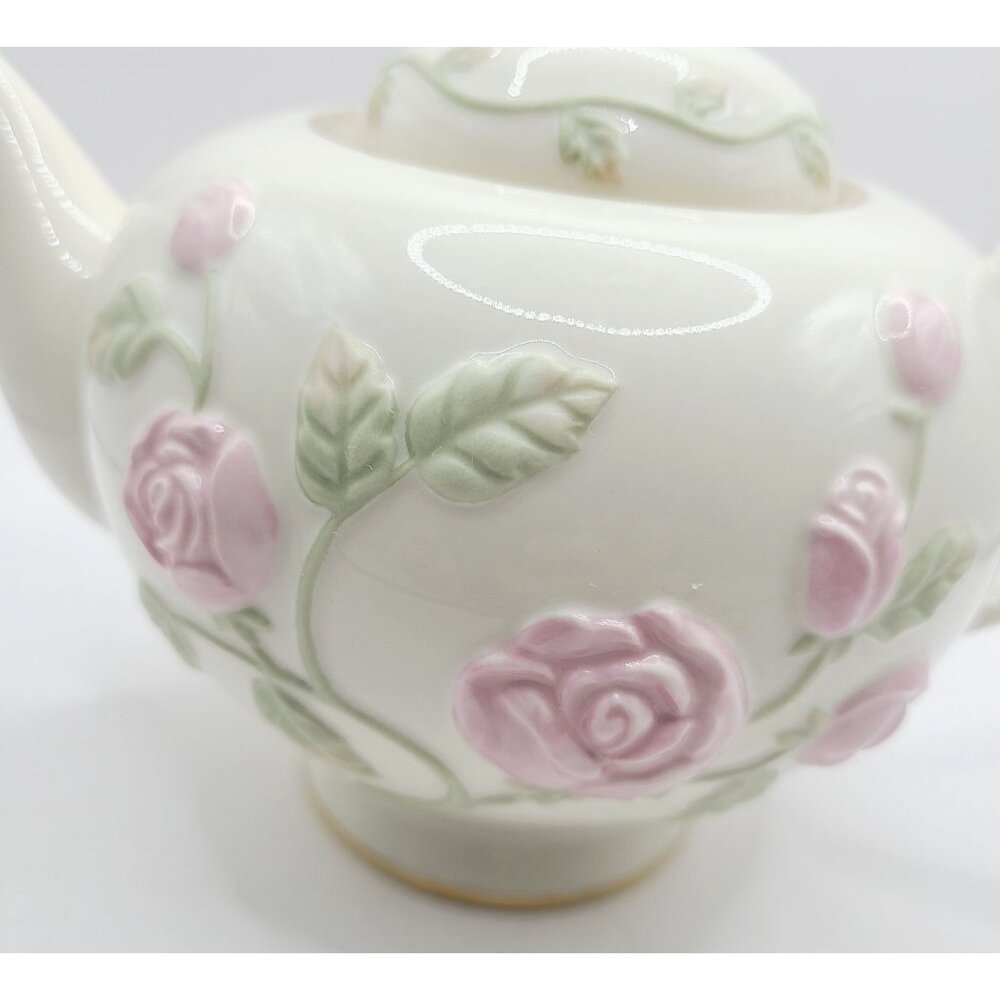 Lenox Great Giftables Rose Vine Teapot Porcelain Pink Rose Gold Trim Floral - Picture 6 of 14